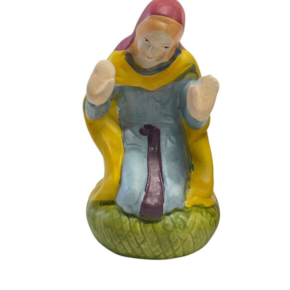 Vintage Hand-Painted Ceramic Nativity Figurines Set Of 2 Mother Mary Joseph - Picture 2 of 7